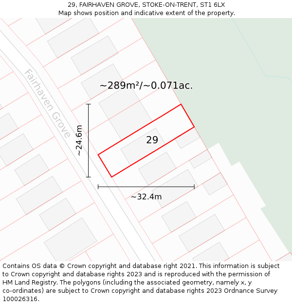 29, FAIRHAVEN GROVE, STOKE-ON-TRENT, ST1 6LX: Plot and title map