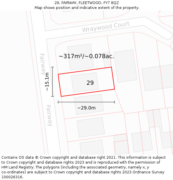 29, FAIRWAY, FLEETWOOD, FY7 8QZ: Plot and title map