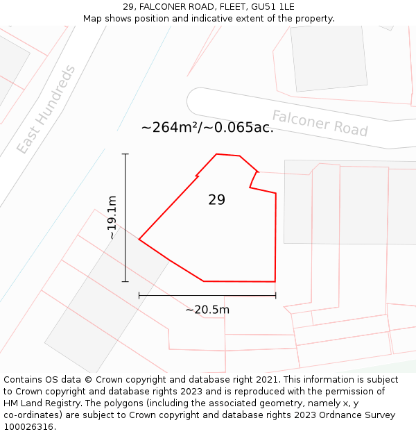 29, FALCONER ROAD, FLEET, GU51 1LE: Plot and title map