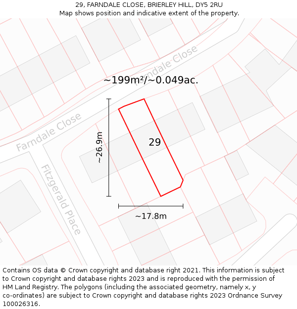 29, FARNDALE CLOSE, BRIERLEY HILL, DY5 2RU: Plot and title map