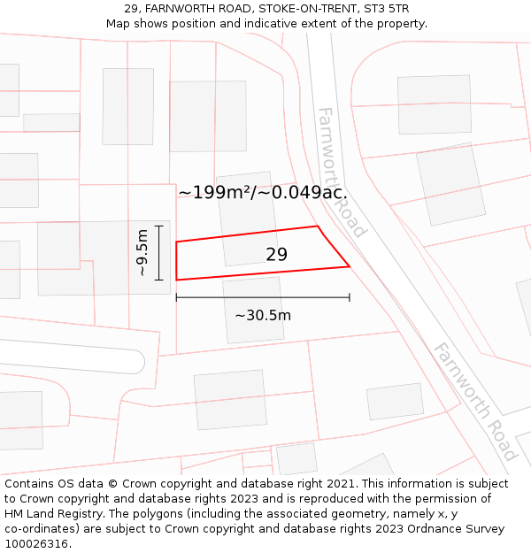 29, FARNWORTH ROAD, STOKE-ON-TRENT, ST3 5TR: Plot and title map