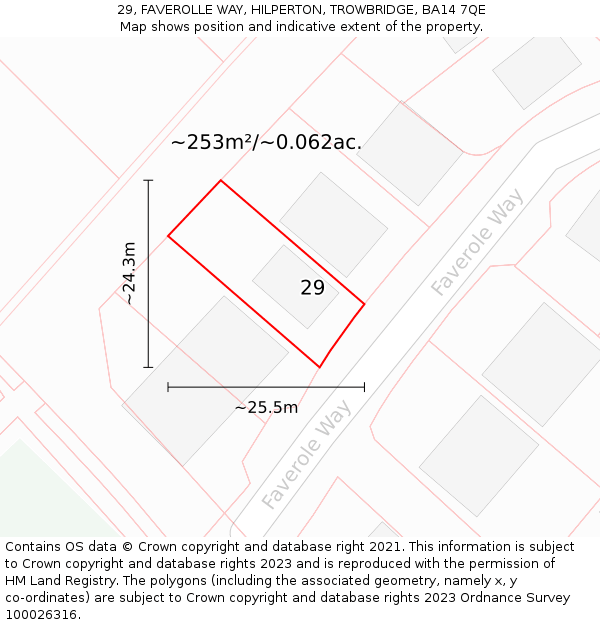 29, FAVEROLLE WAY, HILPERTON, TROWBRIDGE, BA14 7QE: Plot and title map