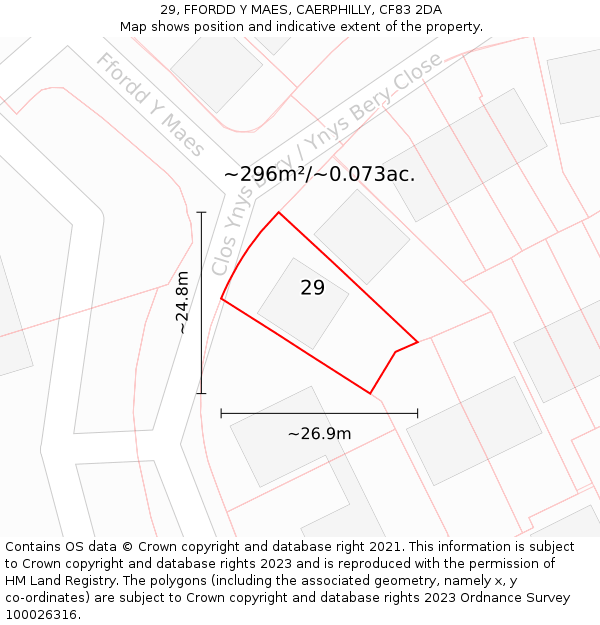 29, FFORDD Y MAES, CAERPHILLY, CF83 2DA: Plot and title map