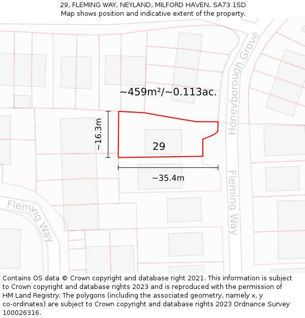 29, FLEMING WAY, NEYLAND, MILFORD HAVEN, SA73 1SD: Plot and title map