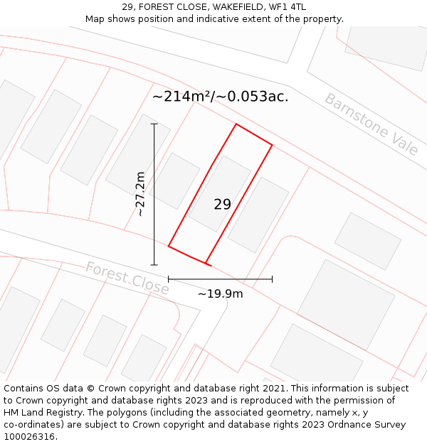 29, FOREST CLOSE, WAKEFIELD, WF1 4TL: Plot and title map