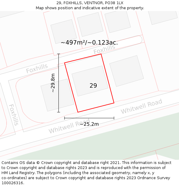 29, FOXHILLS, VENTNOR, PO38 1LX: Plot and title map