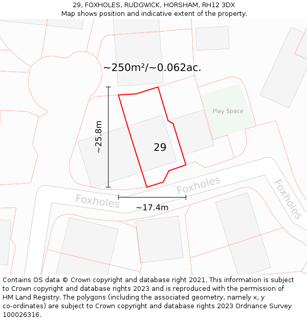 29, FOXHOLES, RUDGWICK, HORSHAM, RH12 3DX: Plot and title map