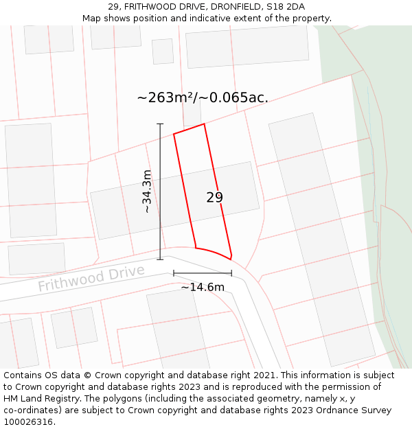 29, FRITHWOOD DRIVE, DRONFIELD, S18 2DA: Plot and title map