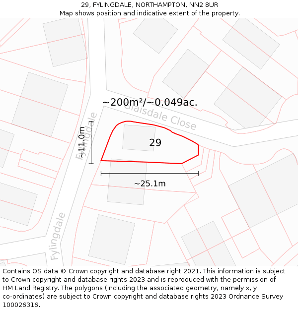 29, FYLINGDALE, NORTHAMPTON, NN2 8UR: Plot and title map