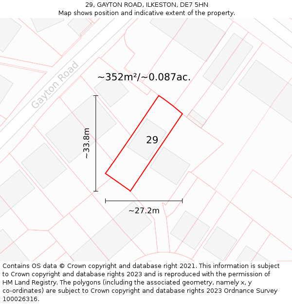 29, GAYTON ROAD, ILKESTON, DE7 5HN: Plot and title map