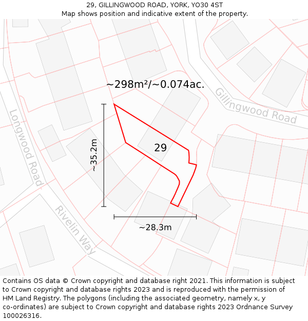 29, GILLINGWOOD ROAD, YORK, YO30 4ST: Plot and title map