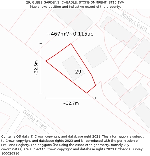 29, GLEBE GARDENS, CHEADLE, STOKE-ON-TRENT, ST10 1YW: Plot and title map