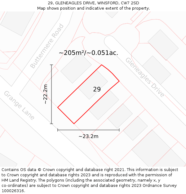29, GLENEAGLES DRIVE, WINSFORD, CW7 2SD: Plot and title map