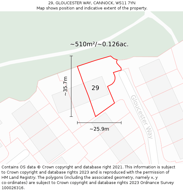 29, GLOUCESTER WAY, CANNOCK, WS11 7YN: Plot and title map