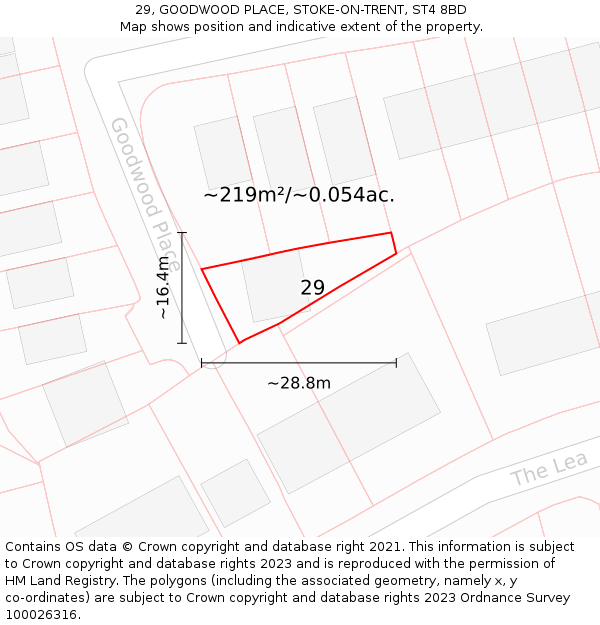 29, GOODWOOD PLACE, STOKE-ON-TRENT, ST4 8BD: Plot and title map