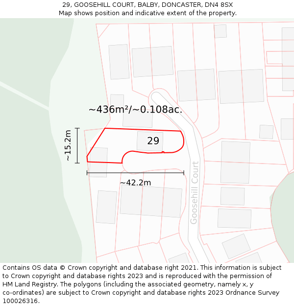 29, GOOSEHILL COURT, BALBY, DONCASTER, DN4 8SX: Plot and title map