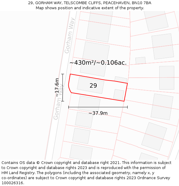 29, GORHAM WAY, TELSCOMBE CLIFFS, PEACEHAVEN, BN10 7BA: Plot and title map