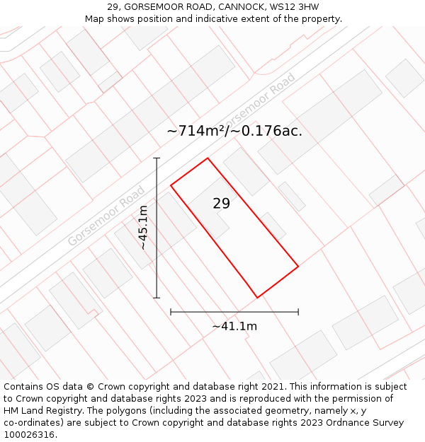 29, GORSEMOOR ROAD, CANNOCK, WS12 3HW: Plot and title map