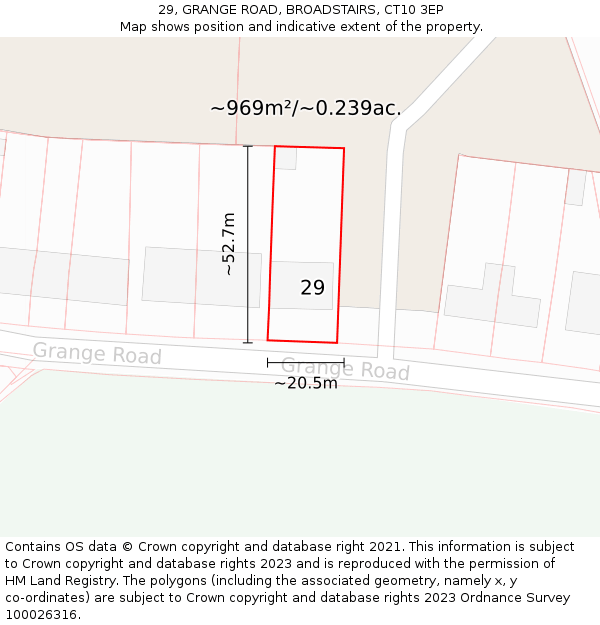 29, GRANGE ROAD, BROADSTAIRS, CT10 3EP: Plot and title map