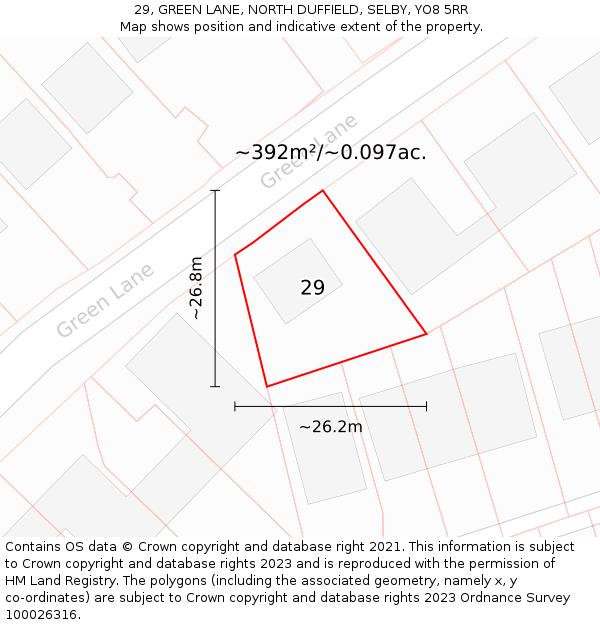 29, GREEN LANE, NORTH DUFFIELD, SELBY, YO8 5RR: Plot and title map