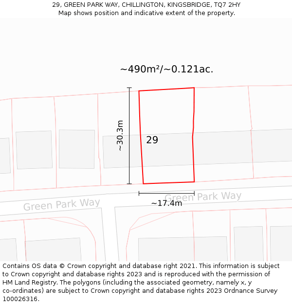 29, GREEN PARK WAY, CHILLINGTON, KINGSBRIDGE, TQ7 2HY: Plot and title map