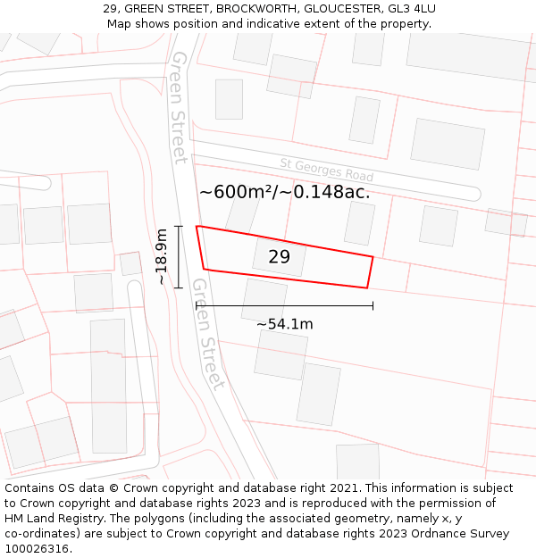 29, GREEN STREET, BROCKWORTH, GLOUCESTER, GL3 4LU: Plot and title map