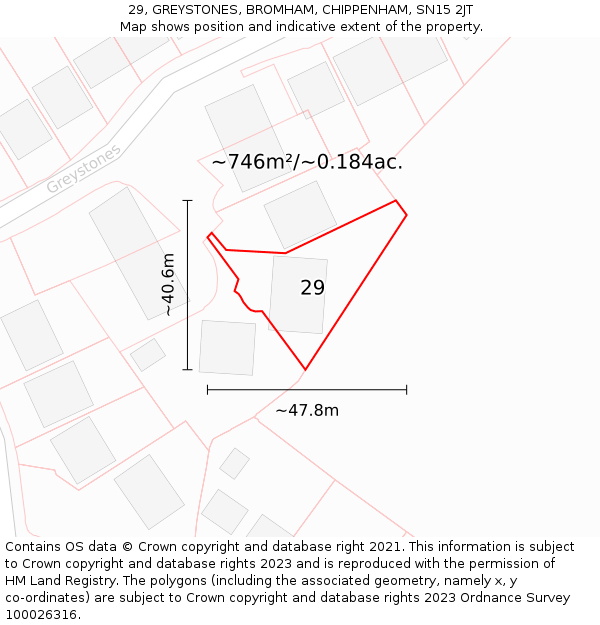 29, GREYSTONES, BROMHAM, CHIPPENHAM, SN15 2JT: Plot and title map