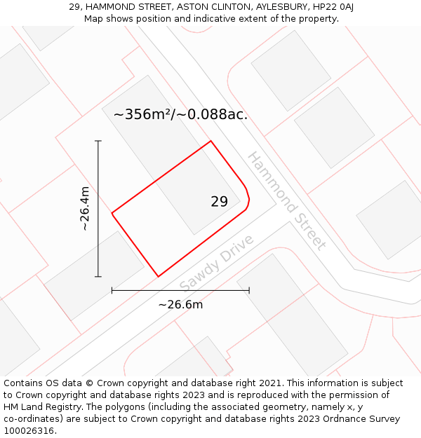 29, HAMMOND STREET, ASTON CLINTON, AYLESBURY, HP22 0AJ: Plot and title map