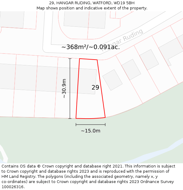 29, HANGAR RUDING, WATFORD, WD19 5BH: Plot and title map