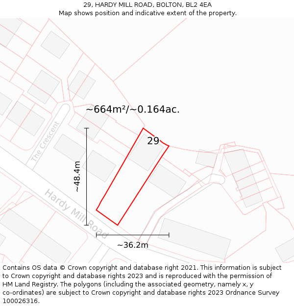 29, HARDY MILL ROAD, BOLTON, BL2 4EA: Plot and title map