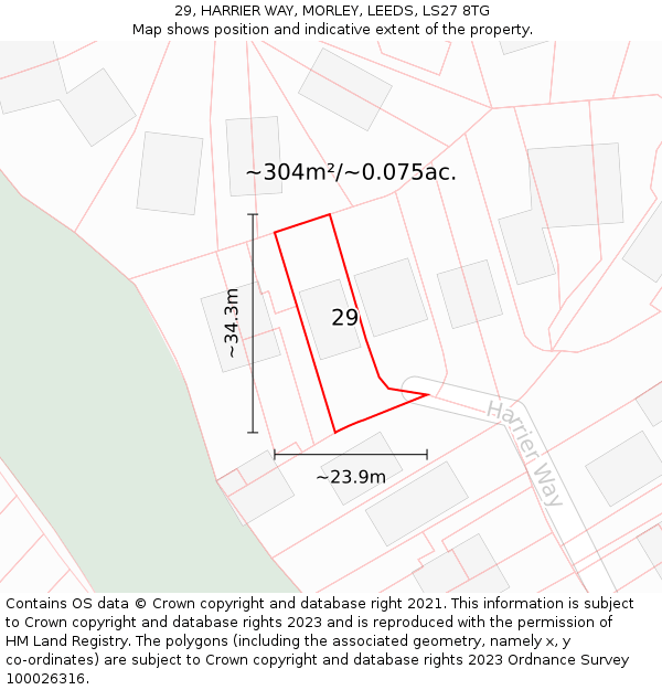 29, HARRIER WAY, MORLEY, LEEDS, LS27 8TG: Plot and title map