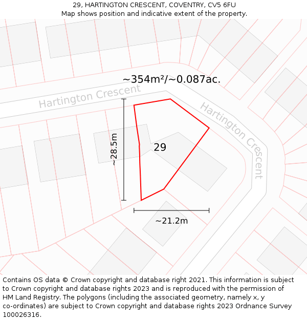 29, HARTINGTON CRESCENT, COVENTRY, CV5 6FU: Plot and title map