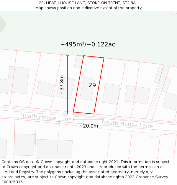 29, HEATH HOUSE LANE, STOKE-ON-TRENT, ST2 8AH: Plot and title map