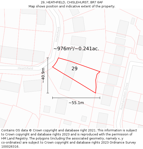 29, HEATHFIELD, CHISLEHURST, BR7 6AF: Plot and title map