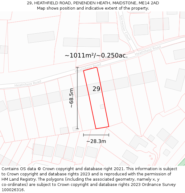 29, HEATHFIELD ROAD, PENENDEN HEATH, MAIDSTONE, ME14 2AD: Plot and title map
