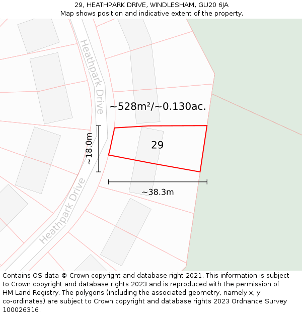 29, HEATHPARK DRIVE, WINDLESHAM, GU20 6JA: Plot and title map