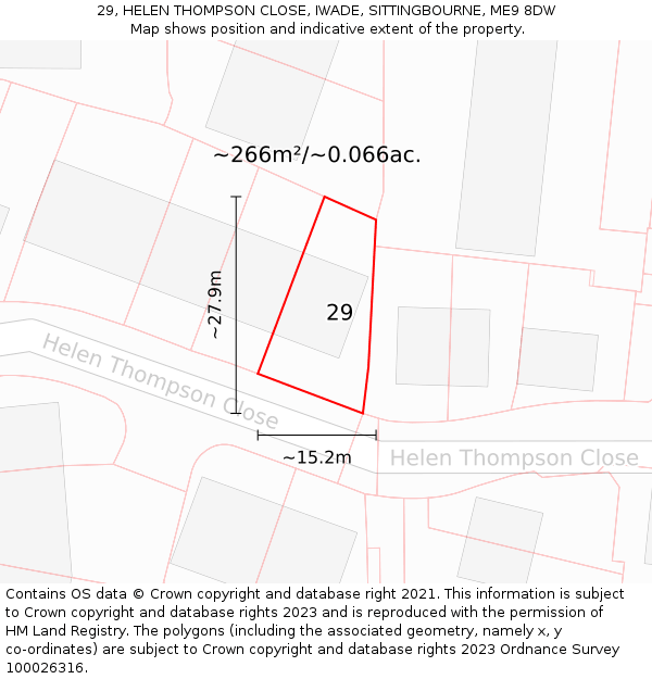 29, HELEN THOMPSON CLOSE, IWADE, SITTINGBOURNE, ME9 8DW: Plot and title map