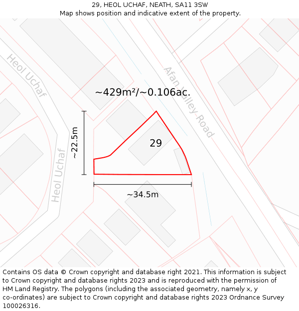 29, HEOL UCHAF, NEATH, SA11 3SW: Plot and title map