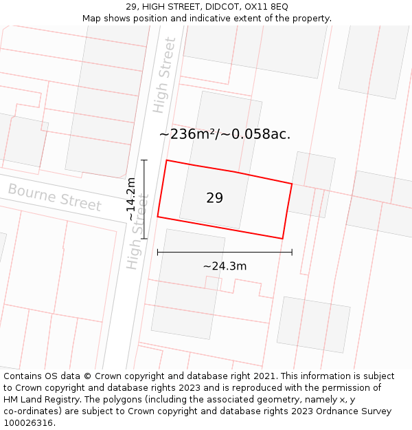 29, HIGH STREET, DIDCOT, OX11 8EQ: Plot and title map