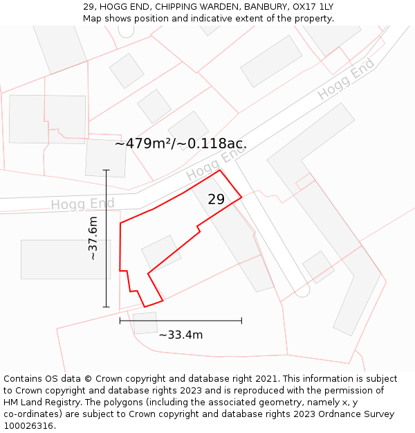 29, HOGG END, CHIPPING WARDEN, BANBURY, OX17 1LY: Plot and title map