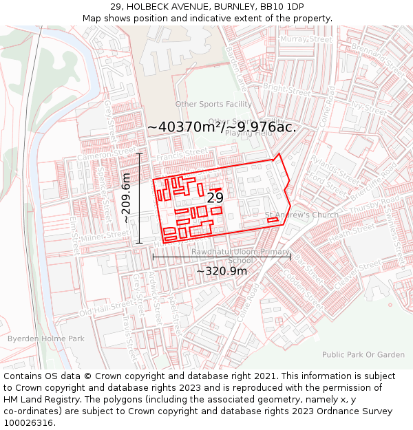 29, HOLBECK AVENUE, BURNLEY, BB10 1DP: Plot and title map