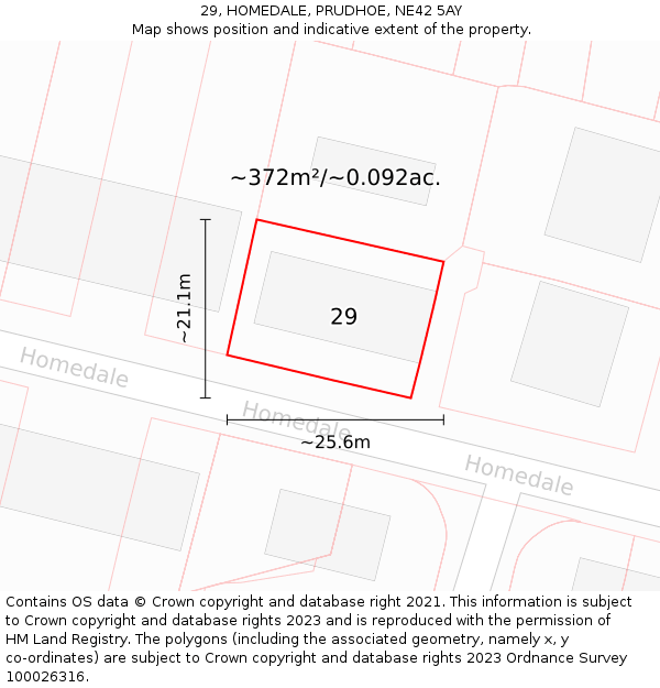 29, HOMEDALE, PRUDHOE, NE42 5AY: Plot and title map