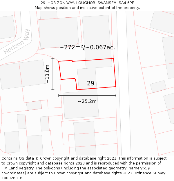 29, HORIZON WAY, LOUGHOR, SWANSEA, SA4 6PF: Plot and title map