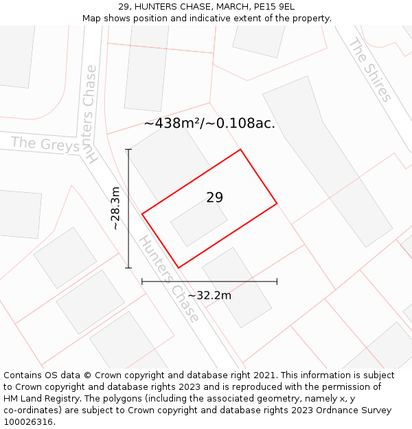 29, HUNTERS CHASE, MARCH, PE15 9EL: Plot and title map