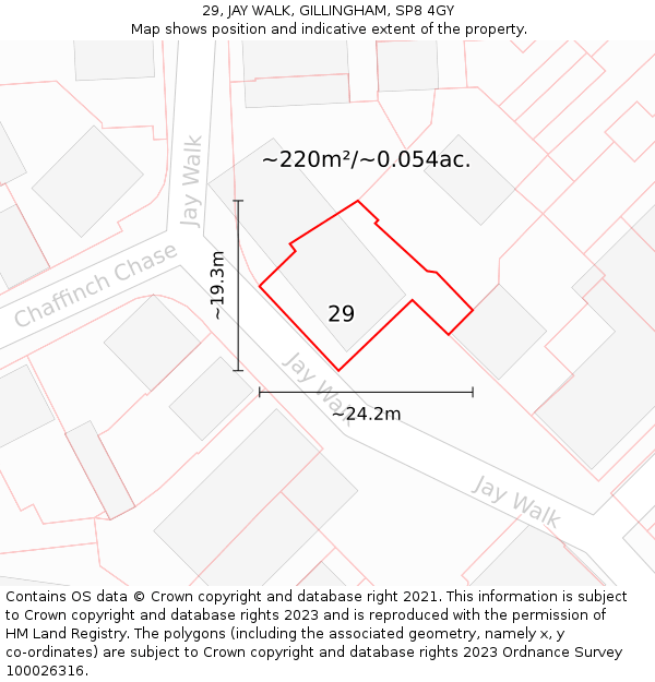 29, JAY WALK, GILLINGHAM, SP8 4GY: Plot and title map