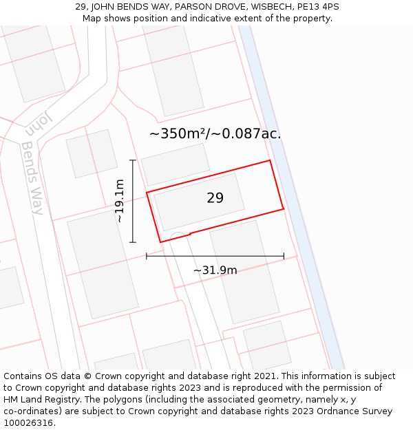 29, JOHN BENDS WAY, PARSON DROVE, WISBECH, PE13 4PS: Plot and title map