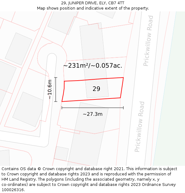 29, JUNIPER DRIVE, ELY, CB7 4TT: Plot and title map