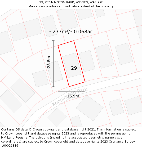 29, KENNINGTON PARK, WIDNES, WA8 9PE: Plot and title map