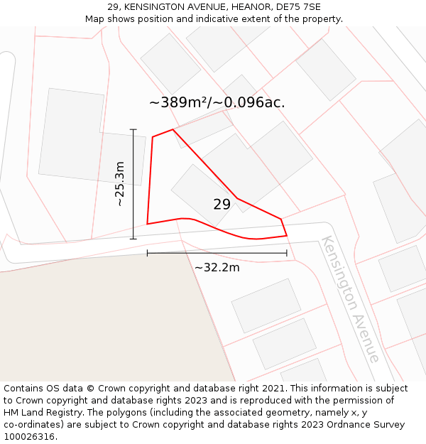 29, KENSINGTON AVENUE, HEANOR, DE75 7SE: Plot and title map