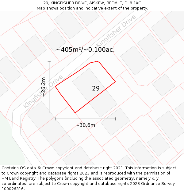 29, KINGFISHER DRIVE, AISKEW, BEDALE, DL8 1XG: Plot and title map